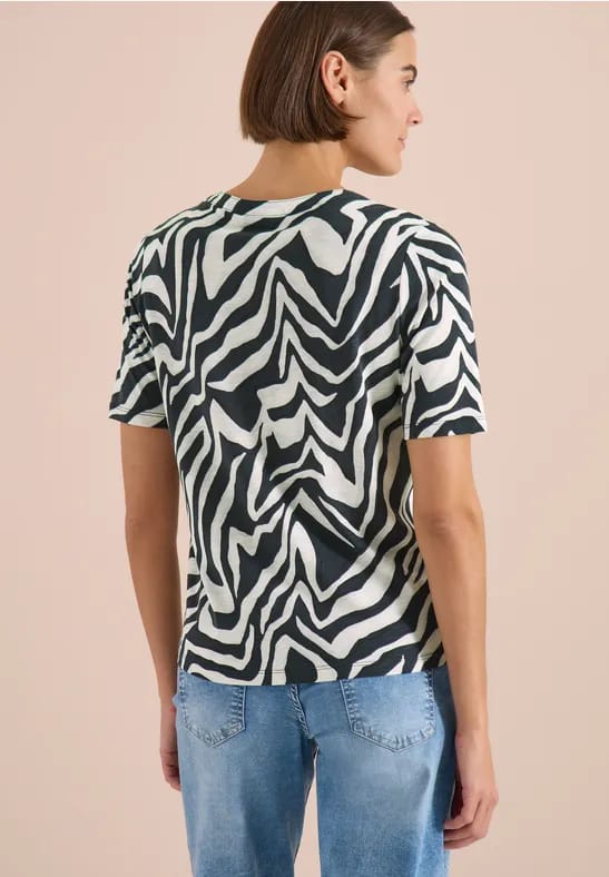 Shirt met gespleten hals met print
