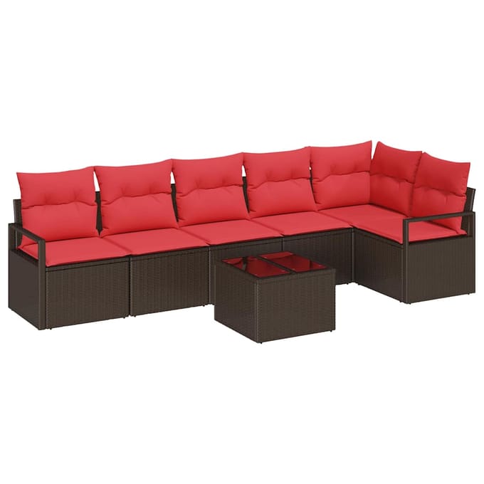 vidaXL Bankstel 7 st Bruin poly rattan