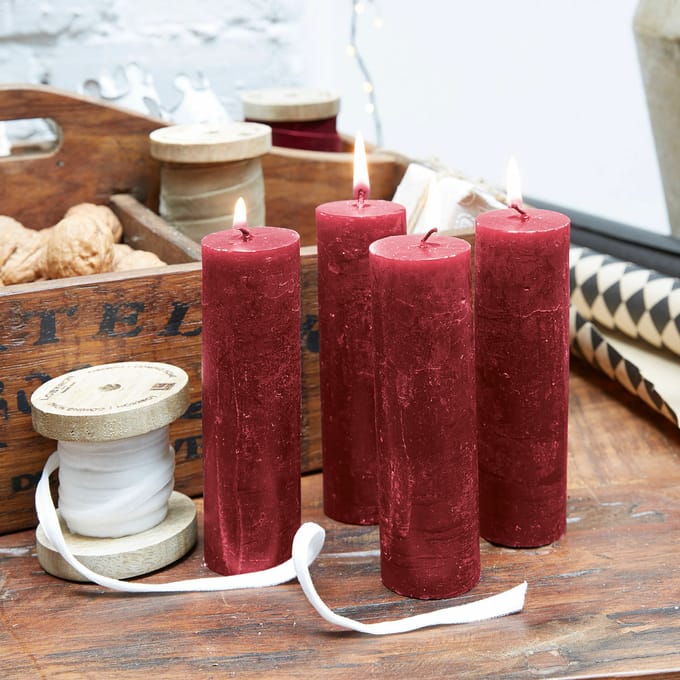 LOBERON Kaars set van 4 Muriel rood