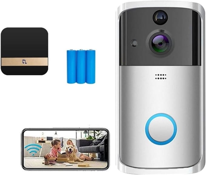 Draadloze Videodeurbel - Slimme Deurbel Camera - Thuisbeveiliging - Bewegingsdetectie - 166° groothoeklens - Blauw