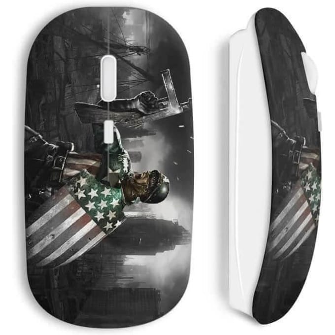 Souris Sans Fil - Capitaine America - Noir - Clé USB WiFi incluse - Compatible Mac et PC