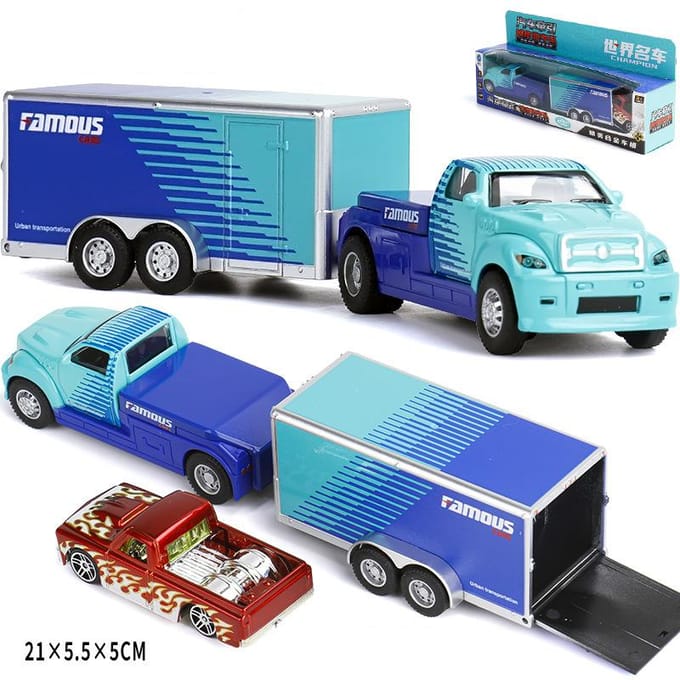 1:64 Camion Container Scania Camion Container Américain Modèle Miniature Jouet Véhicules de Transport Remorque en Métal Moulé sous Pression Avec Système à Ressort