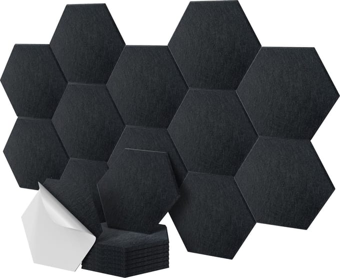 Akoestische wandpanelen - 18 stuks - zelfklevend - 30x26 cm - zwart