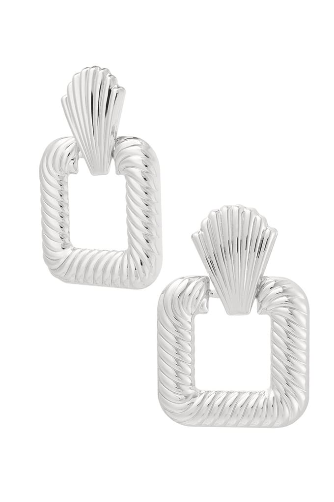 Oorbellen shiny vierkant - zilver