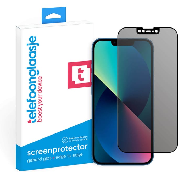iPhone 13 Privacy screenprotector gehard glas Edge to Edge