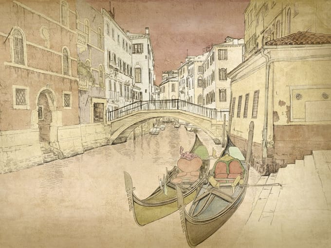 Fotobehang - Gondolas in Venice.
