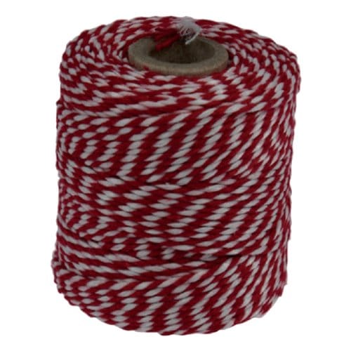Katoentouw, rood-wit, klos van 50 g, ongeveer 55 m
