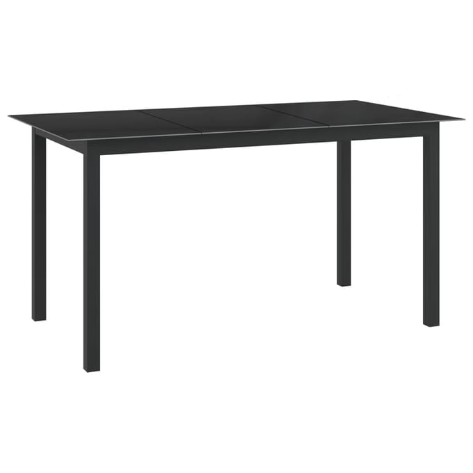 vidaXL - Tuintafel - 150x90x74 - cm - aluminium - en - glas - zwart