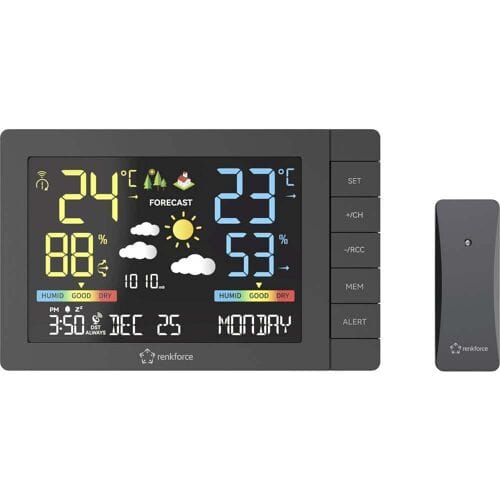 Renkforce RF-4883632 Digitaal weerstation Aantal sensoren max.: 3 stuk(s)