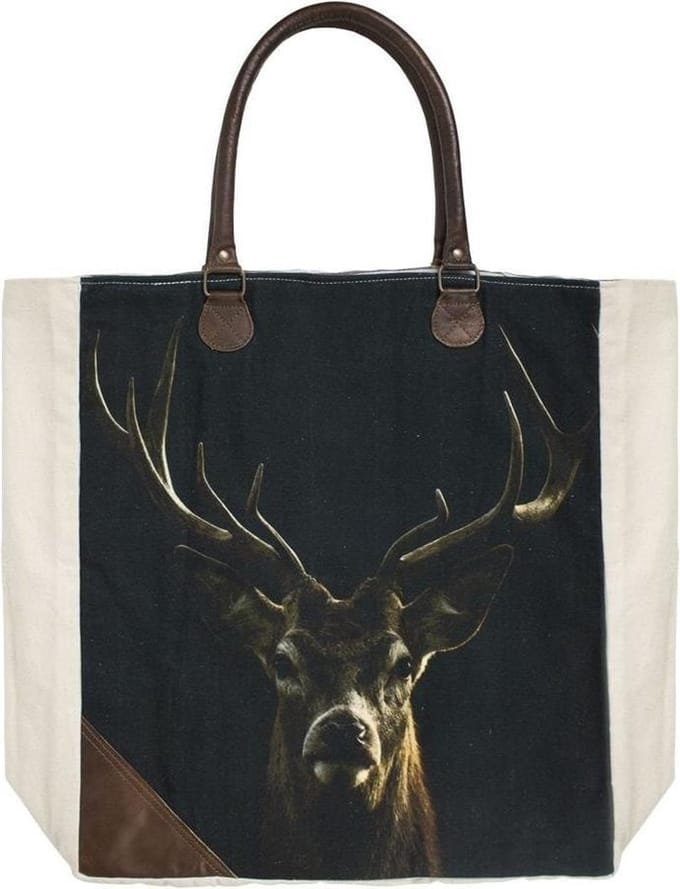Shopper Hert Canvas Zwart Katoen 40x44x12cm