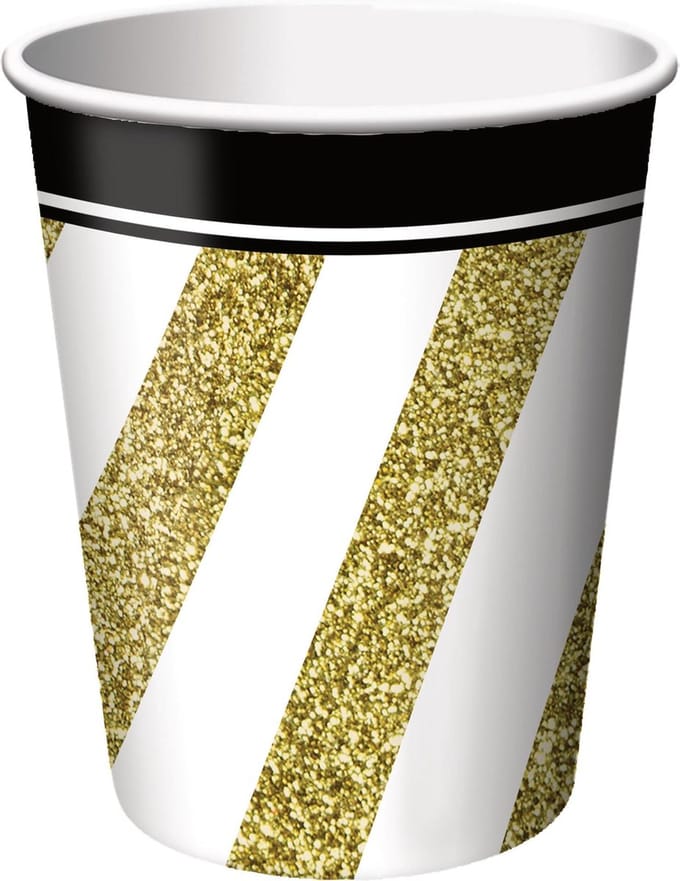 BIGIEMME SRL - 8 bekers zwart-goud 266 ml