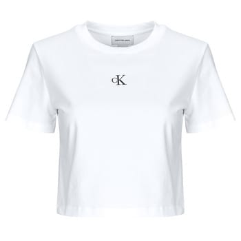 Calvin Klein Ss Logo Cropped Tee Bright White Größe: S | Hemden Outlet | Damen | Weiß