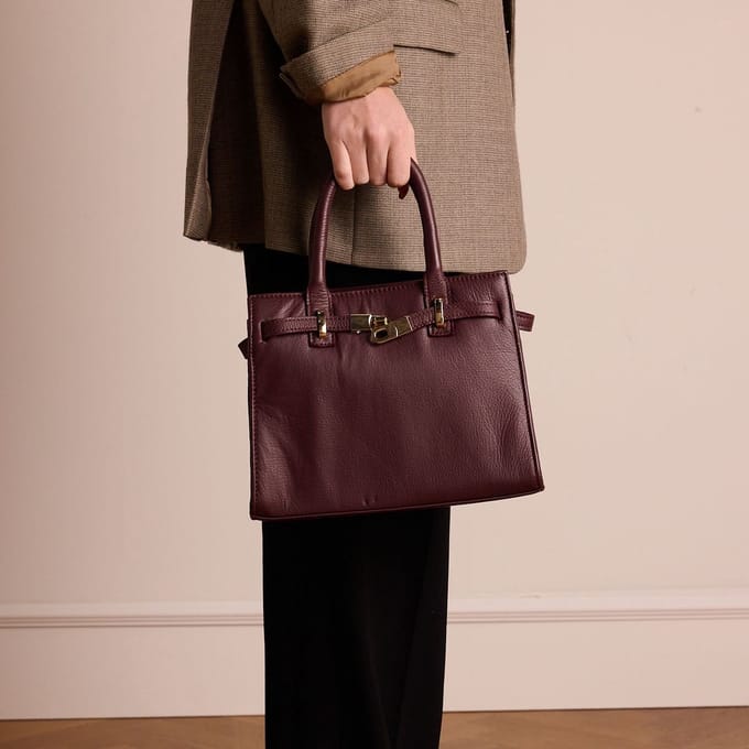 Manfield - Burgundy leren handtas