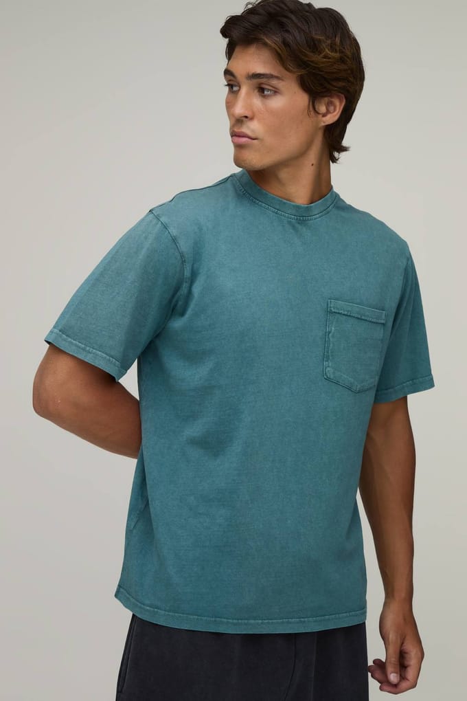 Essentieel Gewassen Regular Fit T-shirt Met Borstzak | Forest | Size XL
