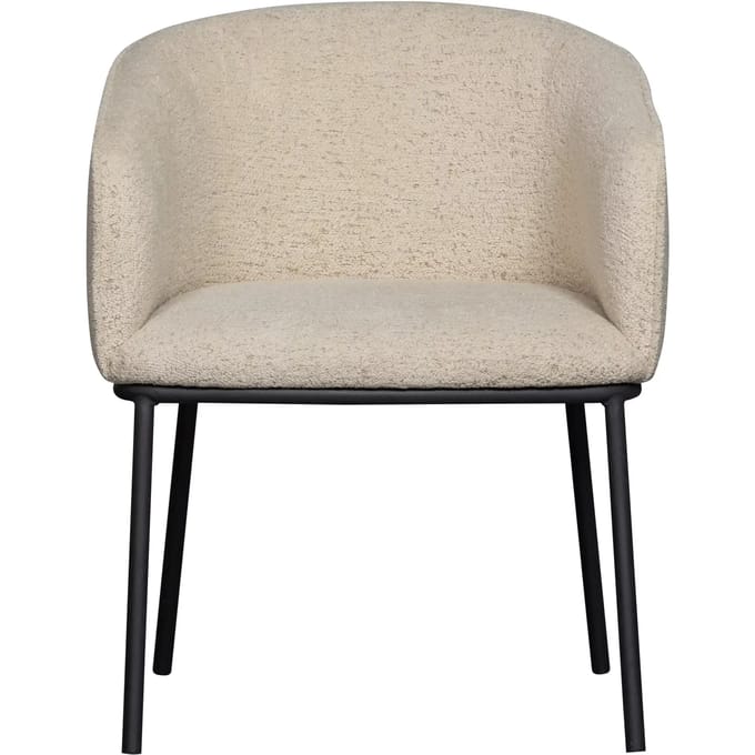WOOOD Leon Eetkamerstoel - Bouclé - Naturel Melange - 77x61x63
