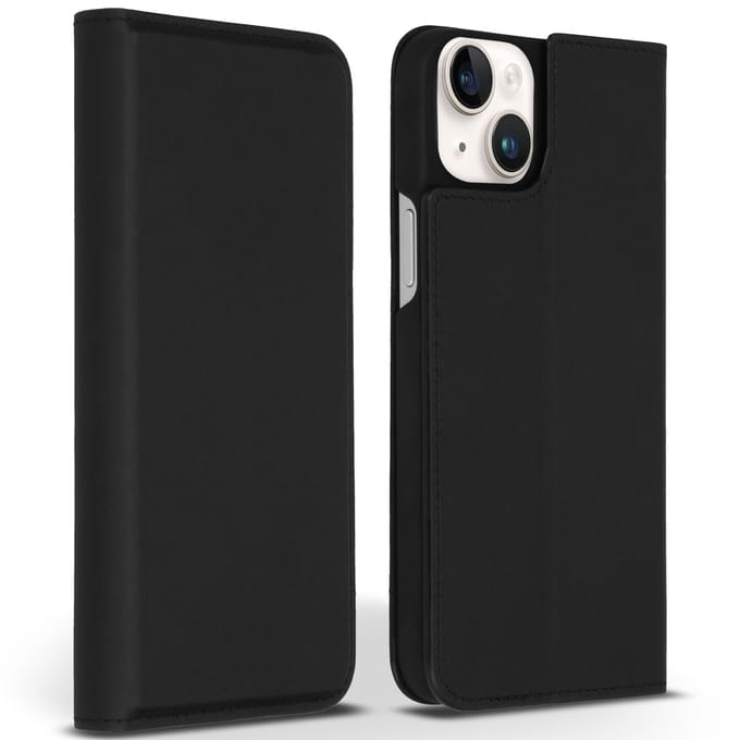 Accezz Hoesje - Geschikt voor Apple iPhone 14 Plus - Premium Leather Slim Bookcase - Zwart