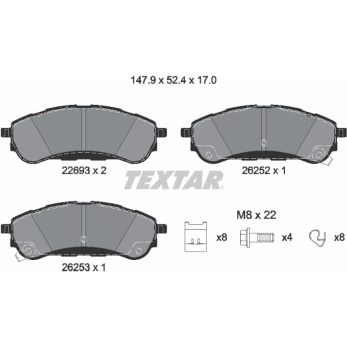 Remblokset TEXTAR 2269301, achter