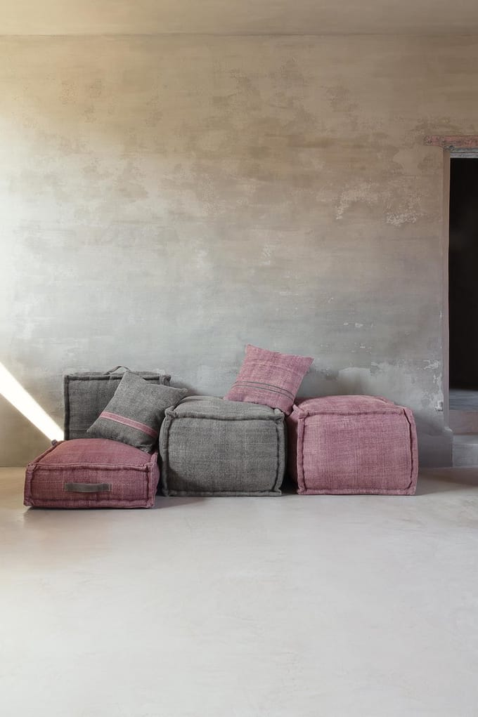 LIGNE PURE Mellow – kussen – katoen – eco – handmade - modern – boho - Grijs Rood – 45x45