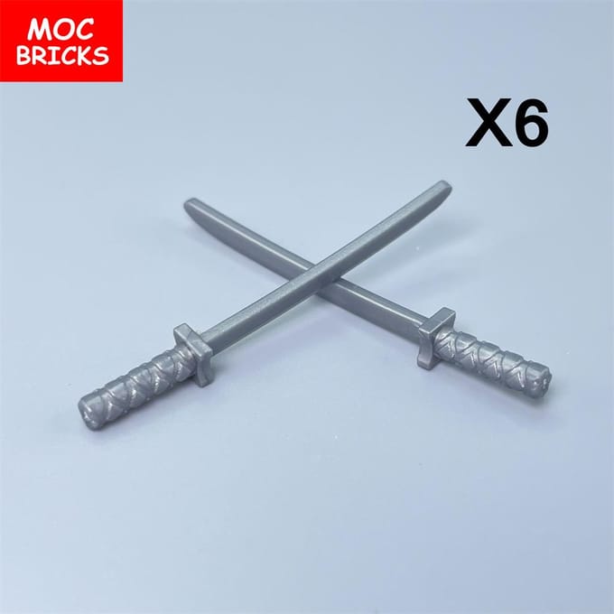 12 stuks/partij MOC Stenen Katana Zwaard Ninja 21459 30173 Accessoire Gemonteerd Bouwstenen Speelgoed Kinderen Cadeau Poppen
