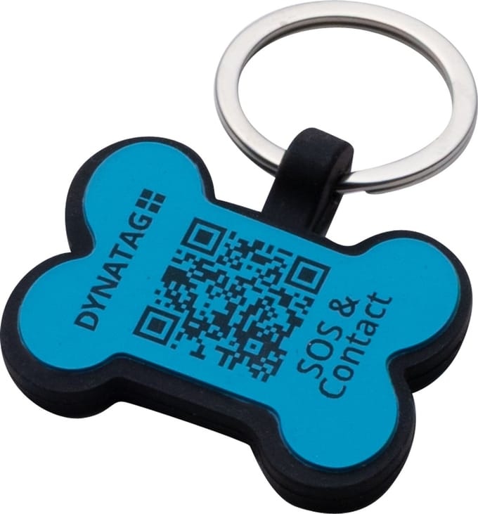 DynaTag Hondenpenning met QR-code - SOS Penning Hond Botje Siliconen Blauw