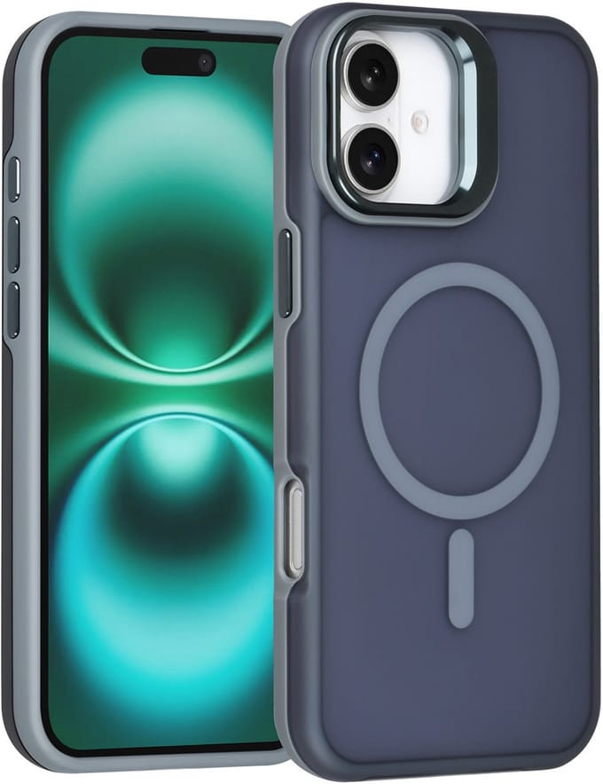 TUNIQ Back cover voor iPhone 16 Plus - MagSafe - Met Camerastand - Grijs
