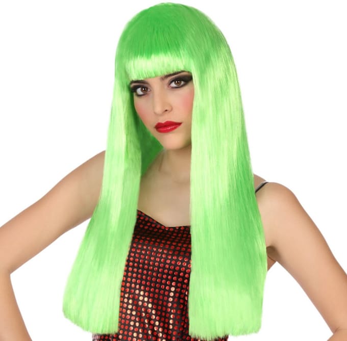 Atosa Verkleedpruik voor dames met lang stijl haar - Groen - Carnaval/party