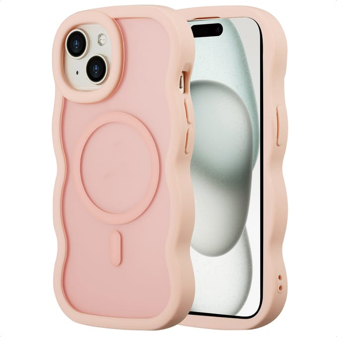 Selencia Wavy Case - Golvend Hoesje geschikt voor Apple iPhone 15 - Soft Pink