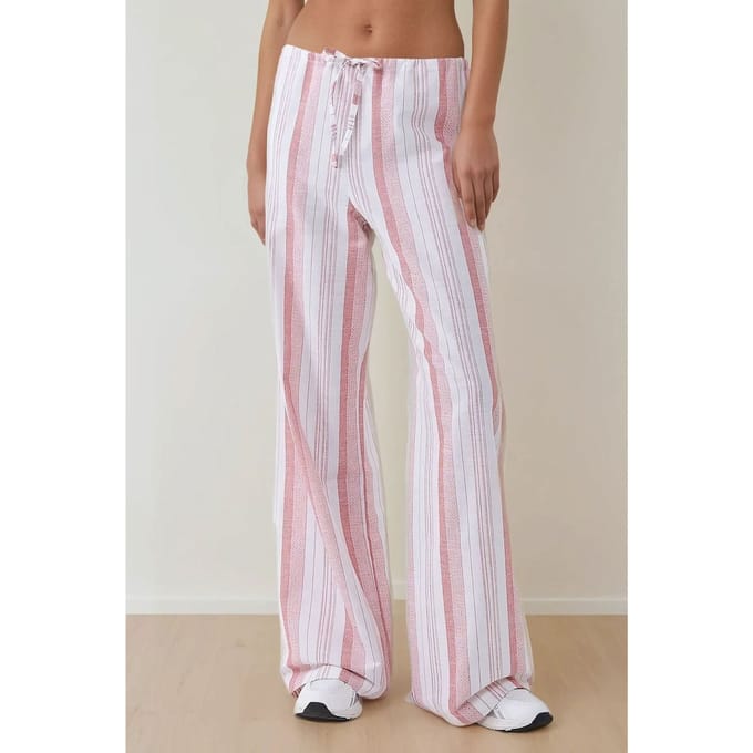 Brede Rechte Gestreepte Relaxed Fit Broek
