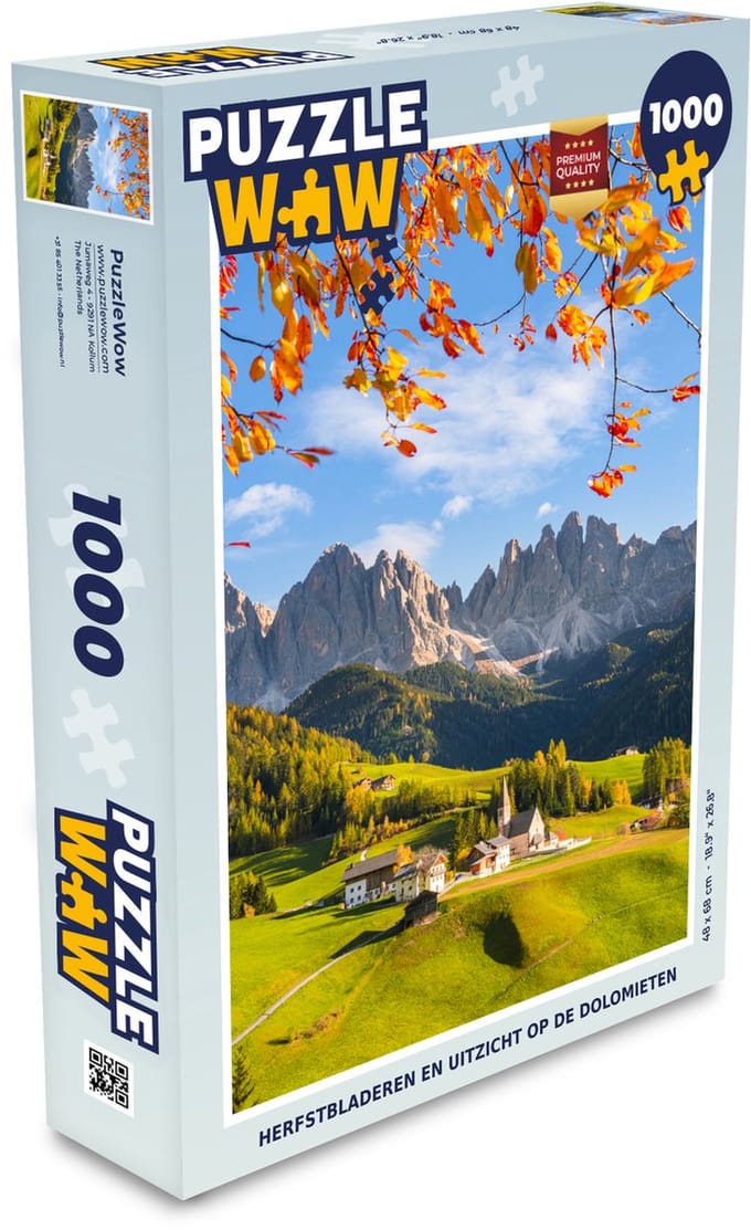 Puzzel Herfstbladeren en uitzicht op de Dolomieten - Legpuzzel - Puzzel 1000 stukjes volwassenen