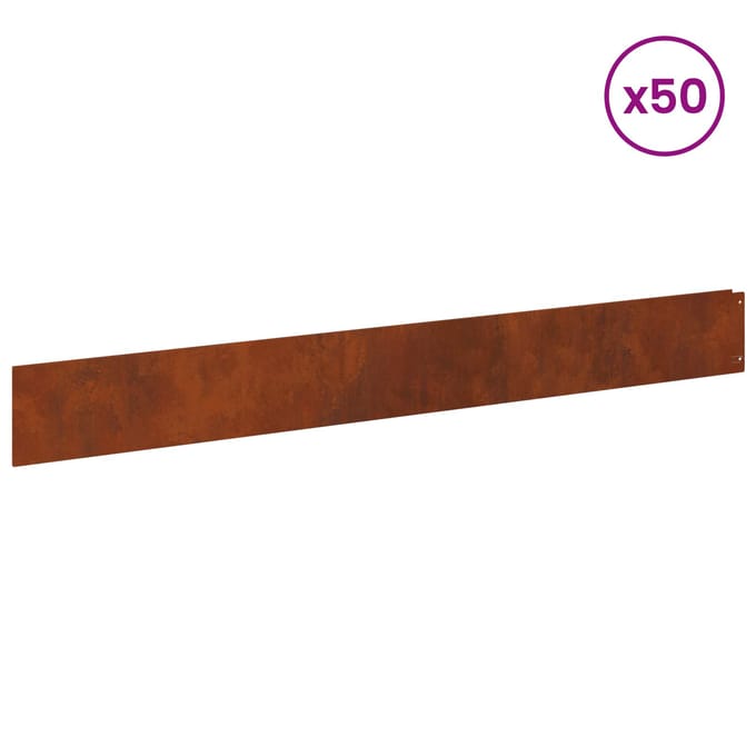 vidaXL - Gazonrand - 50 - st - 100 - x - 12 - cm - Staal - Roestkleurig
