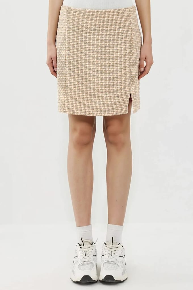 Hoge Taille Mini Tweekleurige Rok met Split