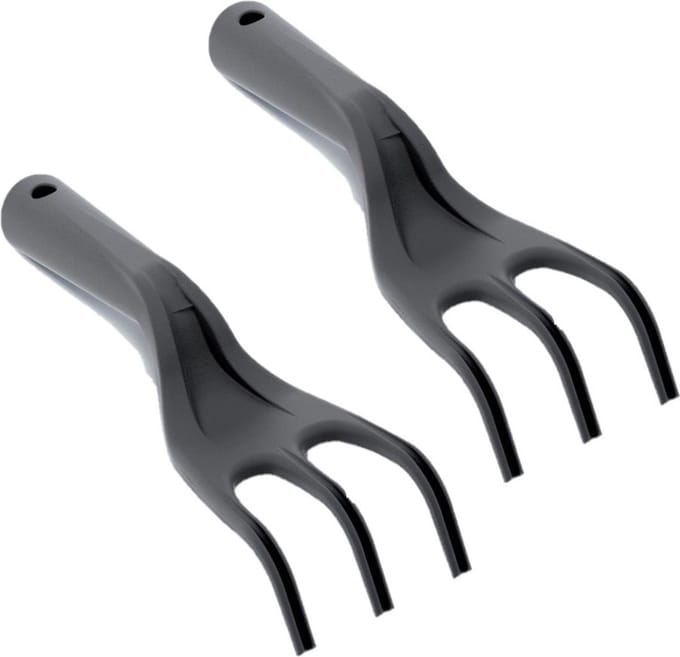 Prosperplast Handhark - Set van 2x stuks - zwart - 25 cm - kunststof - hark - Tuingereedschap - moestuin - kruidentuin accessoires