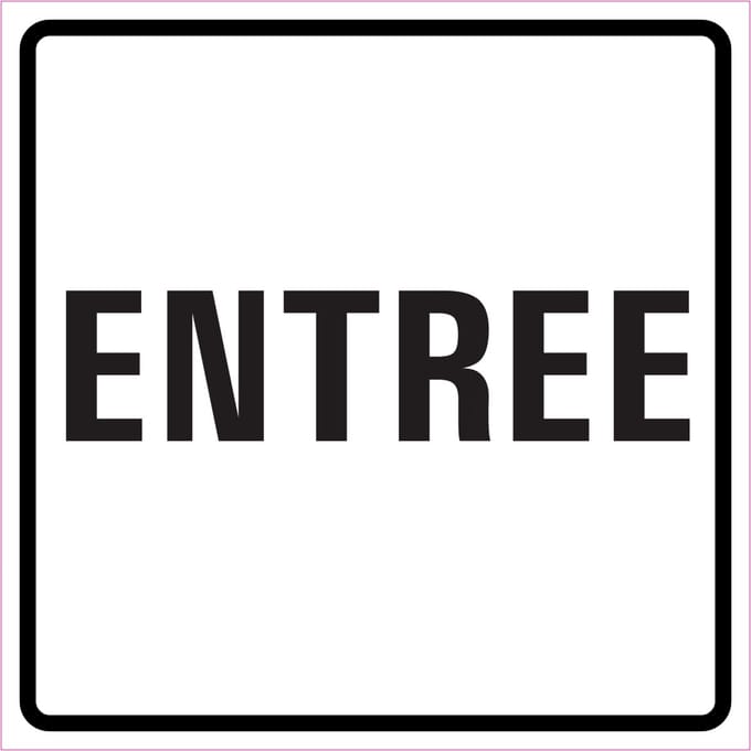 Entree sticker, wit zwart 400 x 400 mm