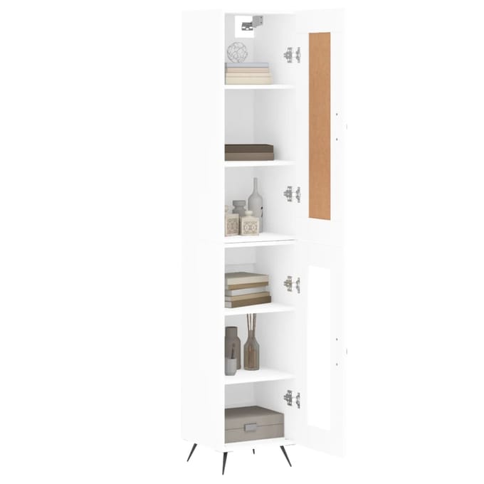 vidaXL - Hoge - kast - 34,5x34x180 - cm - bewerkt - hout - wit
