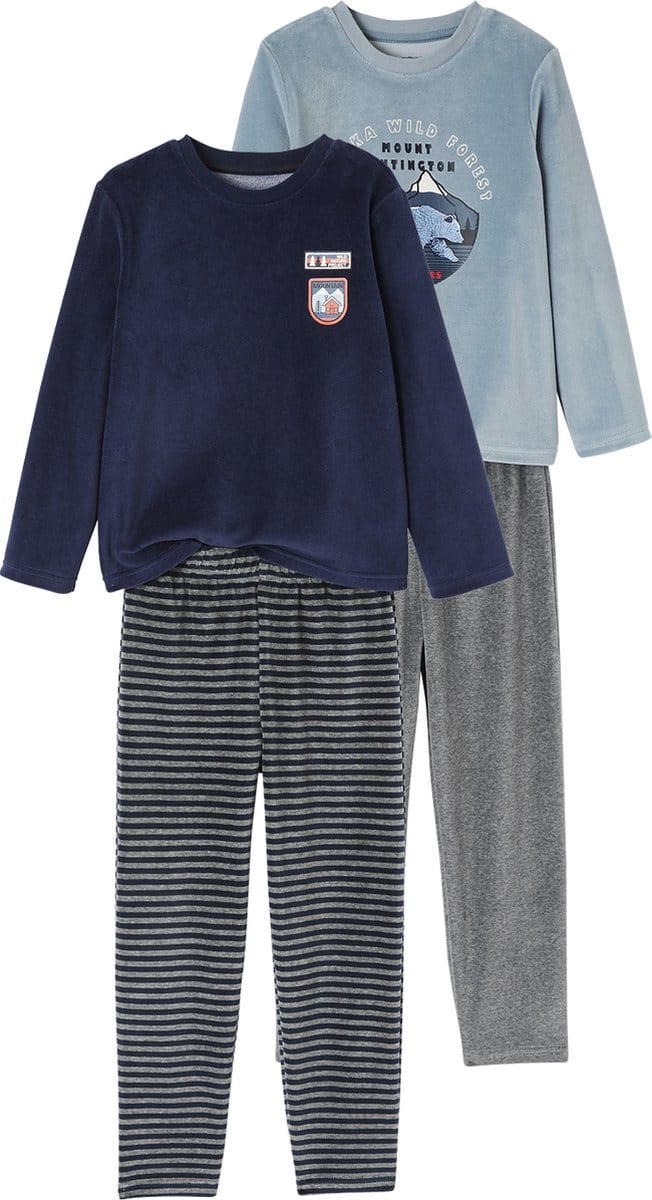 Vertbaudet Set van 2 "natuur" fluwelen pyjama's voor jongens