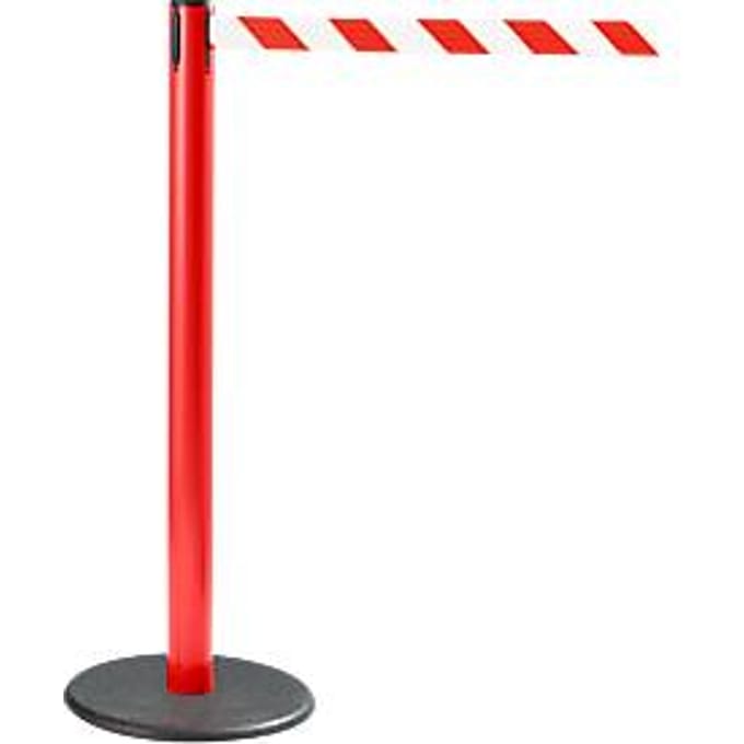 RS-GUIDESYSTEMS® afzetpaal met trekband GLA 28, rood, trekband rood/wit