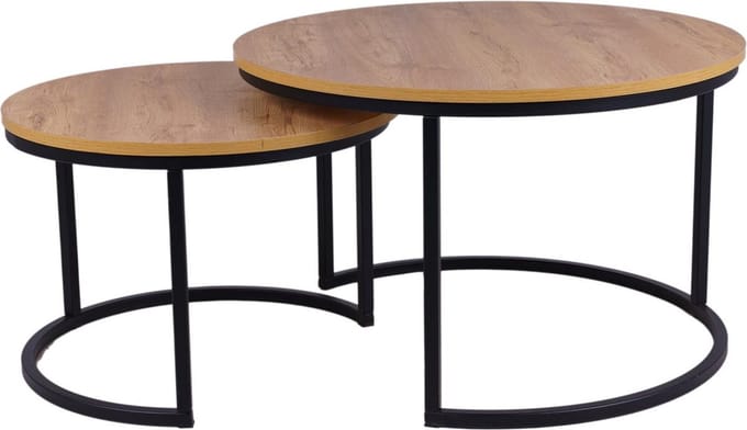 MaximaVida ronde salontafel set Kiev XL 75 cm - rustiek eikenhout fineer