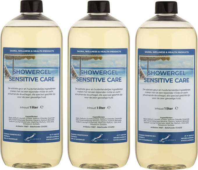 Douchegel Sensitive Care 1 Liter - set van 3 stuks - Showergel