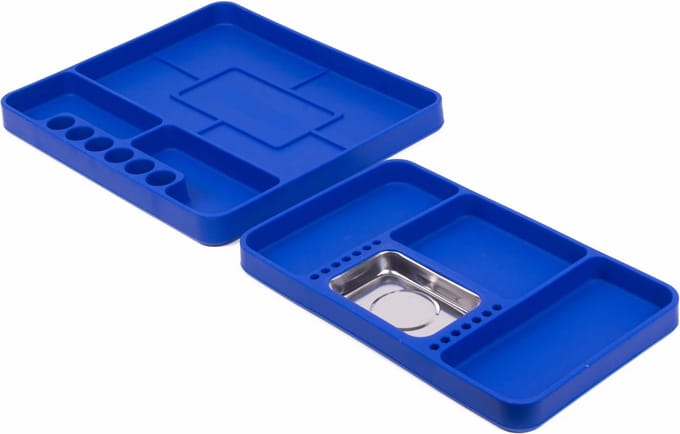 Benson Gereedschapsbak - siliconen - blauw - 2-delig - antislip - met magnetisch bakje