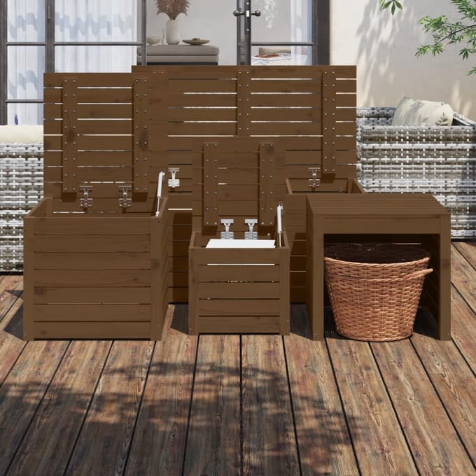 vidaXL - 4-delige - Tuinboxset - massief - grenenhout - honingbruin