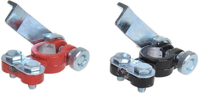 ProPlus Set van 2 Accupoolklemmen met Snelsluiting – Voor 12-24V accu en 4-6AWG kabel – Plus en min – Rood/Zwart
