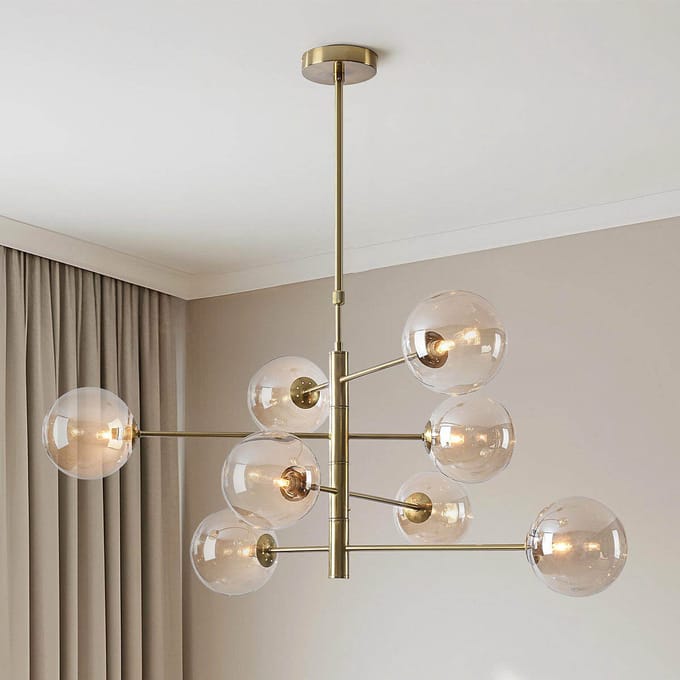 LumenXL - Plafondlamp Oito - Goud - Amber glas - 8-lichts - G9