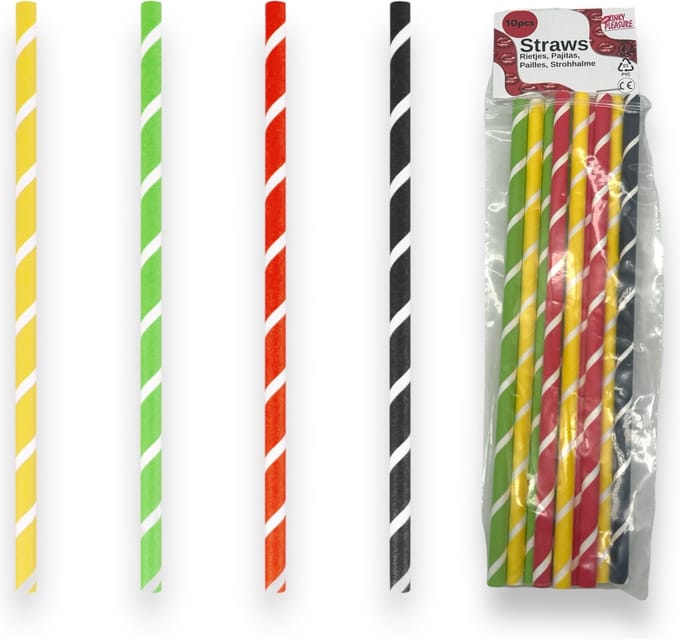 Papieren Milkshake Rietjes - 10 Stuks - Mix van Kleuren