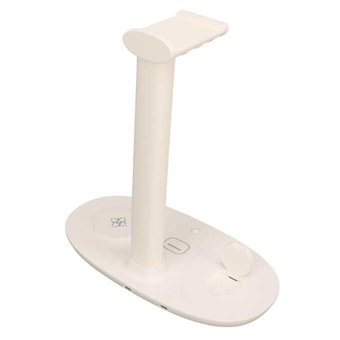 Support Casque 4 en 1 avec Chargeur Sans Fil 15W Support Station de Charge pour Casque pour IOS blanc