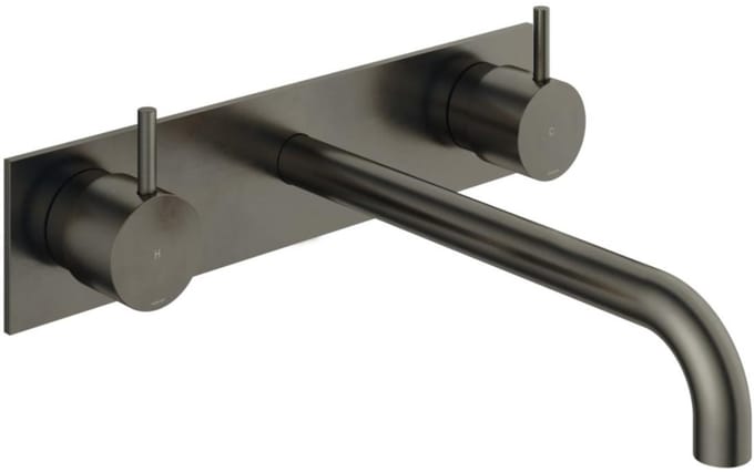 Hotbath Cobber CB006TEXT25 afbouwdeel wastafelkraan 3-gats met achterplaat en 25cm uitloop verouderd ijzer