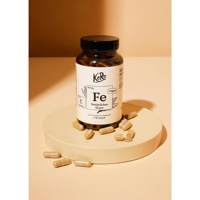 Capsules natuurlijk ijzer + vitamine C uit kerrieblad en rozenbottel 180 stuks