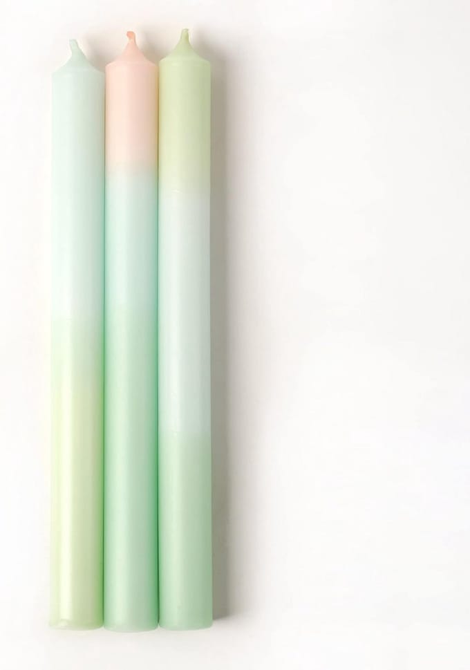 Set van 3 dip dye kaarsen lang in groen