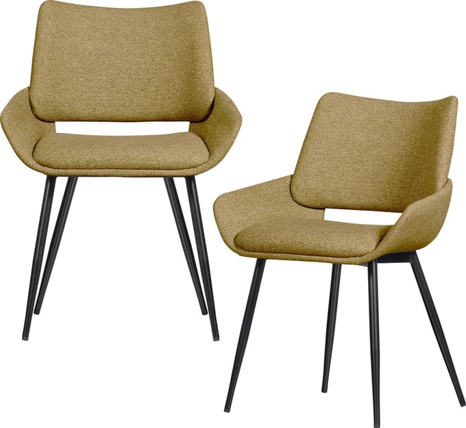 WOOOD Parade Eetkamerstoelen - Melange Stof - Mosterd - Set van 2