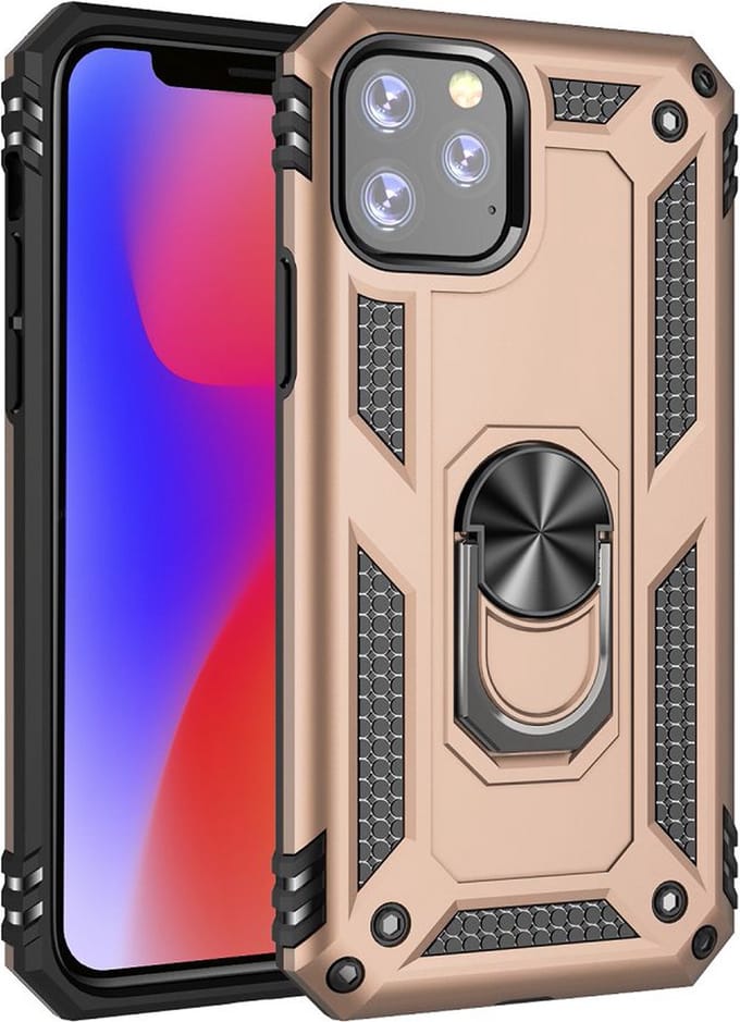 MobyDefend Hoesje - Geschikt voor iPhone 11 - Pantsercase Met Draaibare Ring - Roze