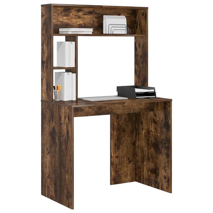 vidaXL - Bureau - Rook - Eiken - 91 - x - 50 - x - 149 - cm - Bewerkt - hout